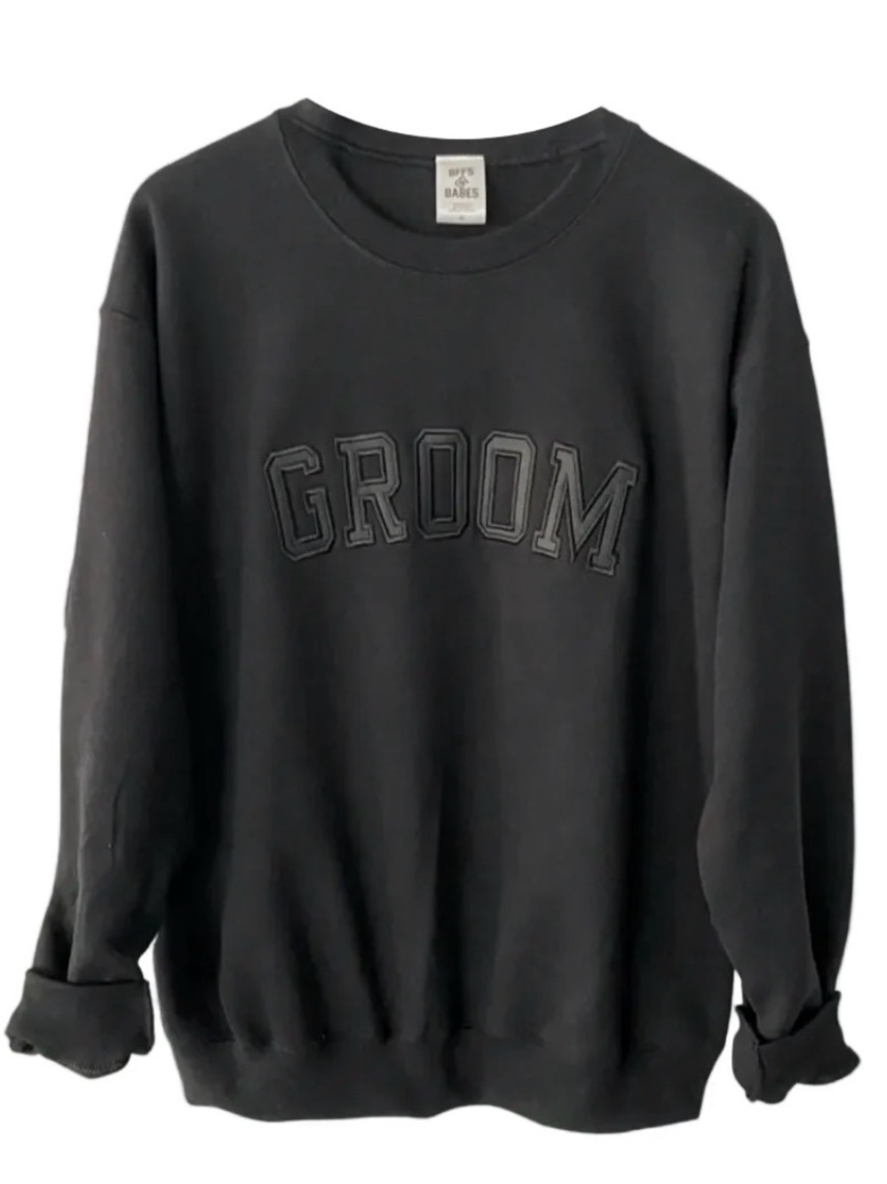 BFFS & Babes ‘Groom’ Crewneck Sweatshirt - Black/Size M | Bachelor / Wedding